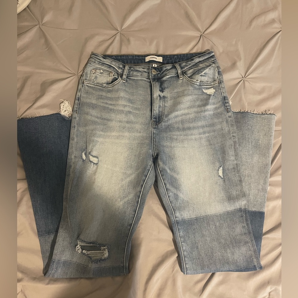 Phoenix Ceros High Rise Color Block Flare Jeans size 32 regular never worn